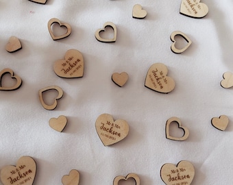 Personalised wooden wedding confetti / Mrs and Mrs confetti / Mr & Mr confetti / Mrs and Mrs Confetti / custom engraved confetti