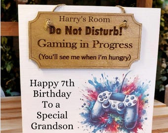 Personalised Grandson Birthday Card with Removeable Engraved Keepsake, Luxury Gamer / Gaming Card, Handmade Card, All ages