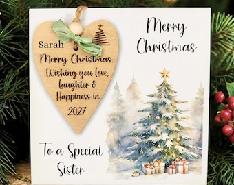Luxury Christmas Card with Engraved Tree Ornament Keepsake, Personalised specially for Friend, Daughter, Great, Granddaughter, Niece etc