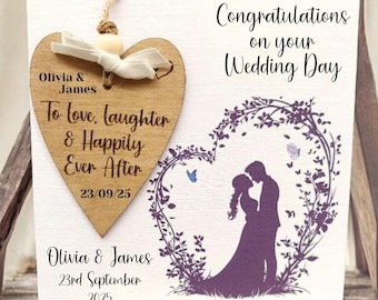 Luxury Wedding Day Card with Removeable Engraved Keepsake , Personalised Wedding Day Card, Handmade Card, Just Married Keepsake
