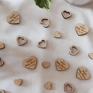 Baby Shower Wooden Confetti, mum to be personalised confetti, custom engraved table confetti, party and special occasions decorations