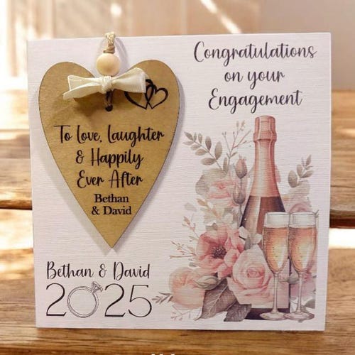 Carte de fiançailles pour couples de luxe avec souvenir et boîte-cadeau, carte de fiançailles personnalisée, carte faite main, carte de voeux personnalisée