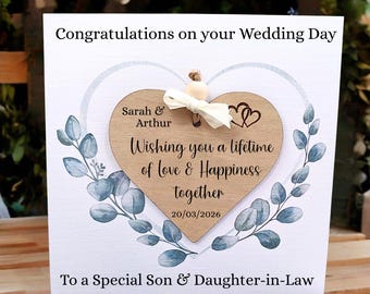 Luxury Wedding Day Card with Removeable Engraved Keepsake , Personalised Wedding Day Card, Handmade Card, Son, Daughter, Sister, Brother,