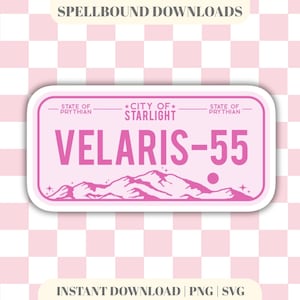 Velaris License Plate PNG: ACOTAR Night Court, Bookish Merch (Commercial Use, Digital Download)