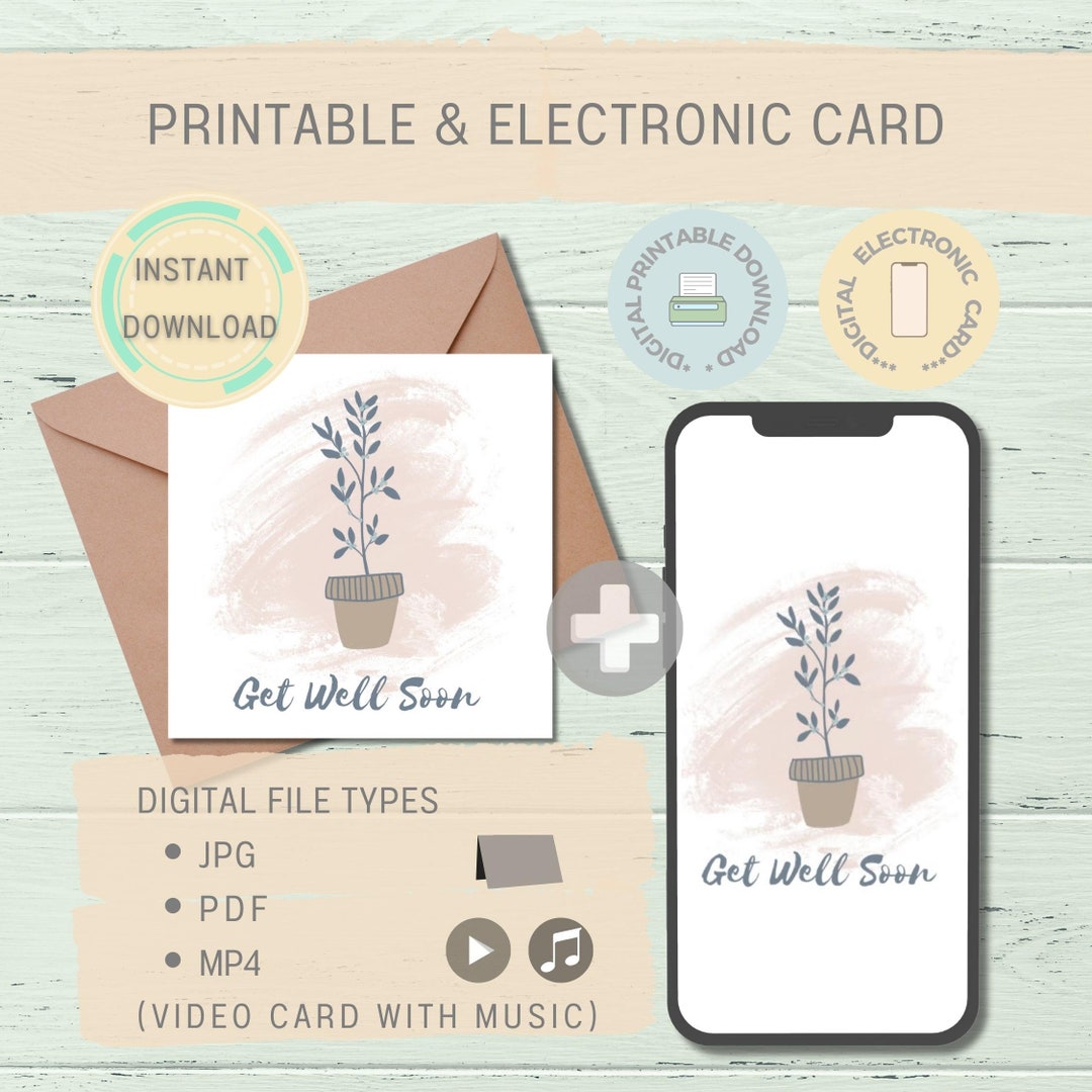 Get Well Soon Video Card & Printable Card Set Vol.6 Video - Etsy