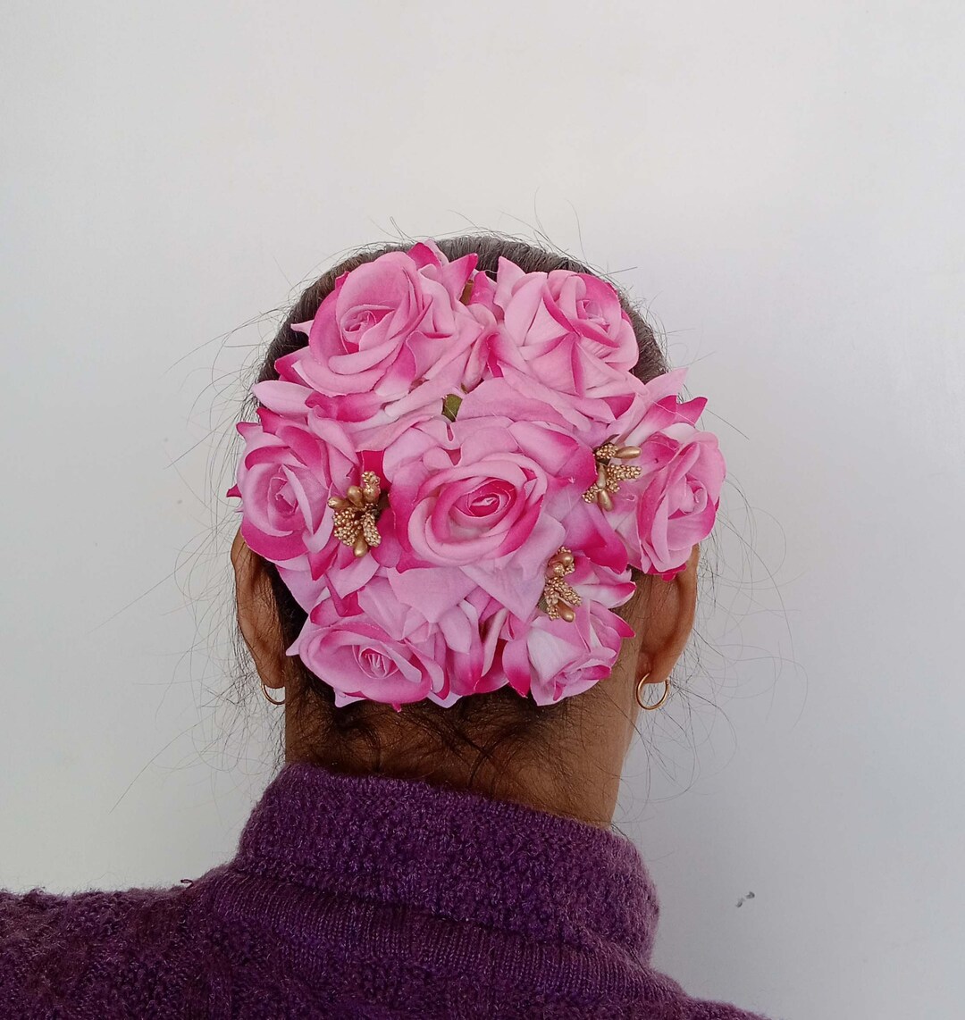 Pink Rose Bridal Bun for Women & Girl Use in Wedding Juda Flower Bun