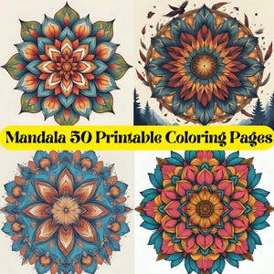 50 Mandala Coloring Pages for Adults, Unique Patterns for Mindful Stress Relief, Ideal Gift for Creative Souls, Digital Download