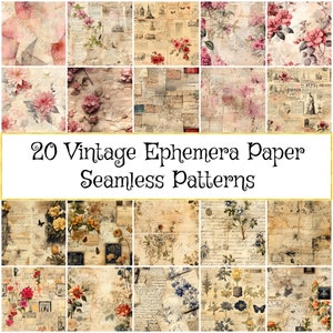 Confezione di carta vintage Ephemera - Design senza cuciture invecchiato, modelli perfetti per scrapbooking, regalo unico per artigiani