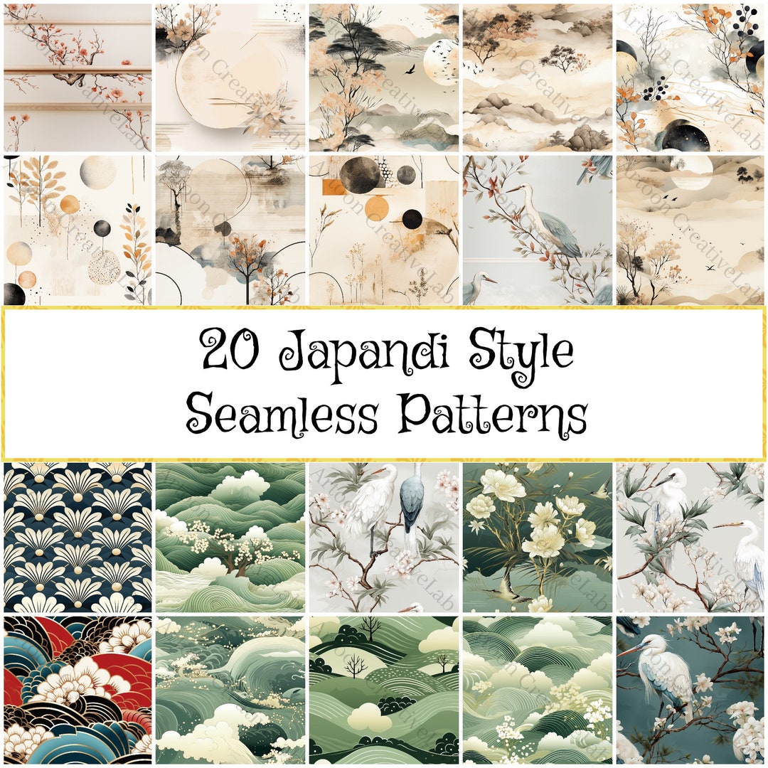 Japandi Seamless Patterns Digital Pack, Minimalist & Zen Home Design ...