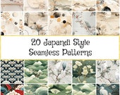 Japandi Seamless Patterns Digital Pack, Minimalist & Zen Home Design, Perfect for Wallpaper and Fabric, Housewarming Gift Idea