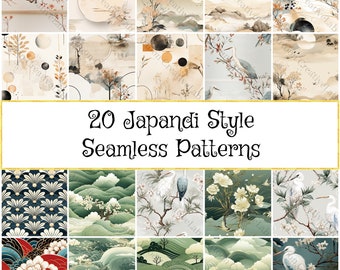 Japandi Seamless Patterns Digital Pack, Minimalist & Zen Home Design, Perfect for Wallpaper and Fabric, Housewarming Gift Idea