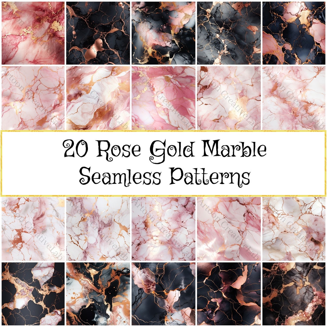 Luxurious Rose Gold Marble Seamless Paper, Digital Paper Pack for DIY ...