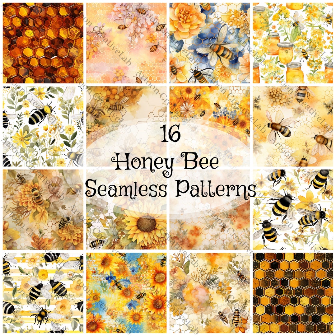 Sunflower Honey Bees Seamless Patterns Digital Paper Pack - Etsy