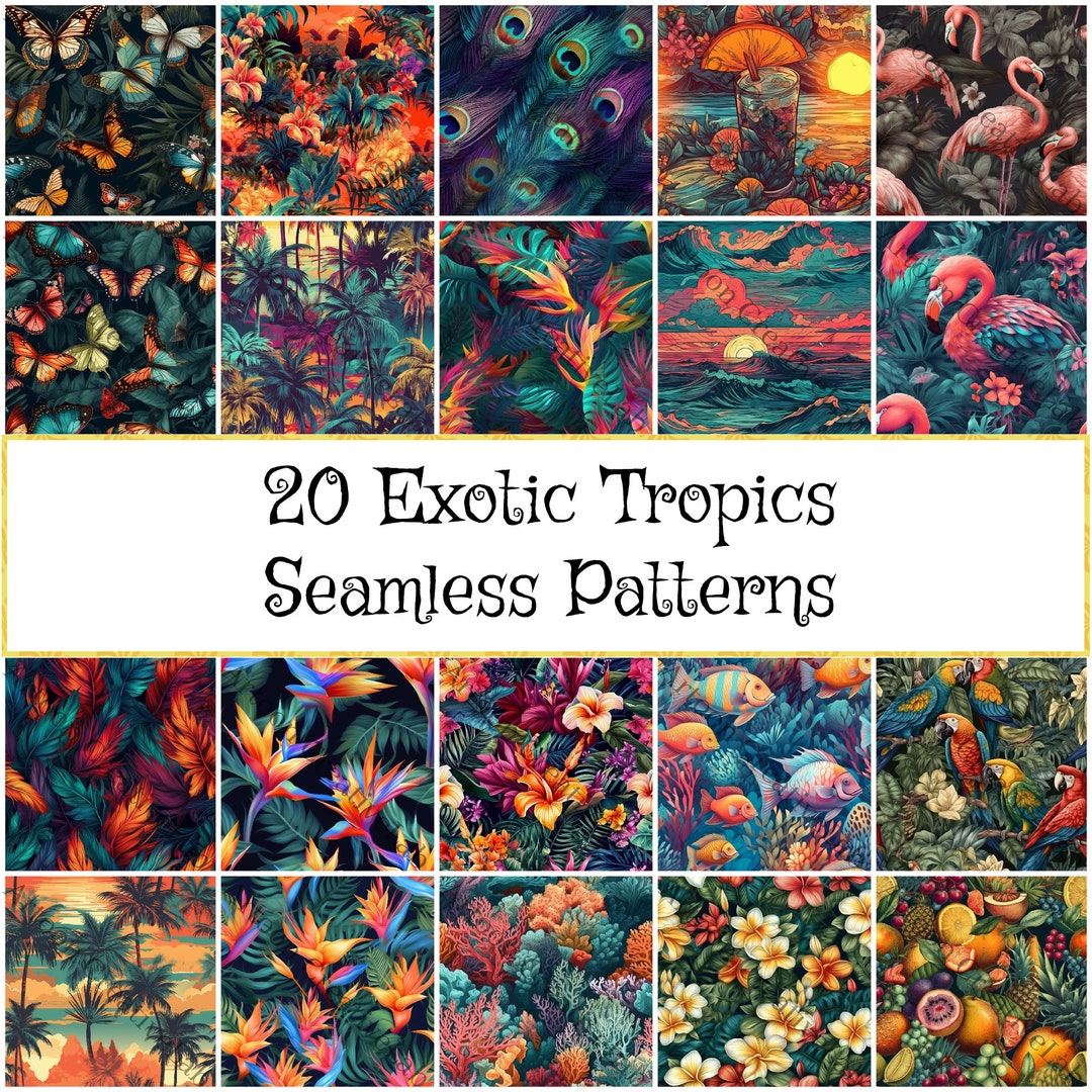 Tropical Exotic Digital Seamless Patterns Printable Textile Design ...
