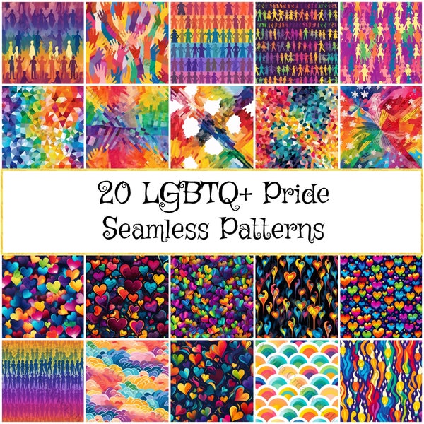Mese del Pride LGBTQ+ - Modelli senza cuciture per design digitale, sfondo artistico - Download immediato, utilizzo commerciale