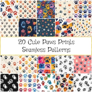 Collezione di graziosi modelli di impronte di zampe senza soluzione di continuità, arte digitale di animali, forniture per scrapbooking per gli amanti degli animali