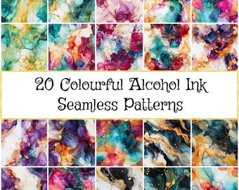 Vibrant Alcohol Ink Digital Paper Pack - Seamless Pattern Designs for Scrapbooking, Printable Backgrounds, Artistic Gift Ideas