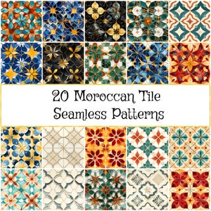 Vibrant Moroccan Tile Seamless Patterns, Authentic Inspired Design, Perfect for Crafts & Home Decor, Instant Download