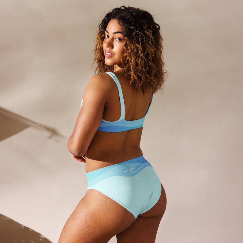 Blue Lines Vertical - Sustainably Made Recycled High-Waisted Bikini