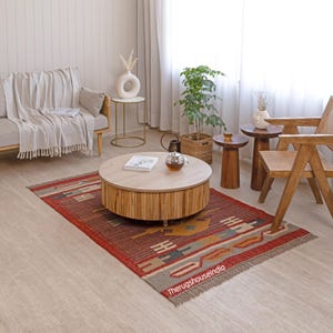 Kilim Rug Handmade Bohemian Wool & Jute Kilim Rug, Handwoven Wool Kilim Rug Kilim Dhurrie Rug Floor Rug Natural Area Carpet, Decorative Rug,