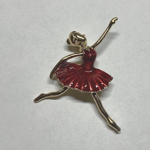 Beautifully Detailed Dancing Ballerina Brooch Hat Pin Scarves Tote Hair Decor Handmade Women’s Brooch Enamel Pin Burgundy Dress