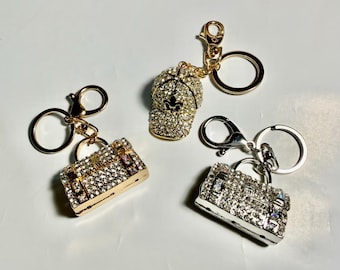 Fashion Rhinestone Bling Purse Cap Keychain Bangle For Women Fashion Accessory Silver Gold (Color) Key Chains