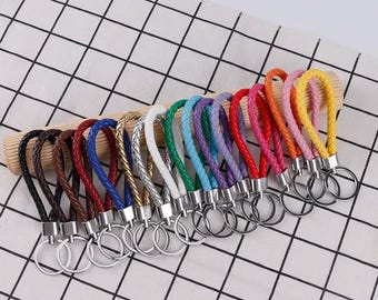 Braided Woven Leather Rope Keychain Bag Pendant Key Chain Holder Car Keyring Holder Men Women