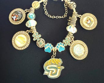 Southern University Jaguars HBCU Custom Made Adjustable Charm Bracelet Collegiate Black College Jewlery