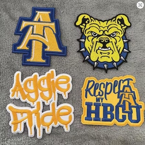 North Carolina A & T Aggies HBCU Patch Gestickter Aggies Patch für Jeansjacke Tasche Jeans, College Geschenk Schwarze College Patches