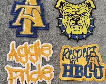 Iron On North Carolina A&T Aggies HBCU Patch Embroidered Aggies Patch for Denim Jacket Bag Jeans, College Gift Black College Patches