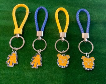North Carolina A&T University HBCU Collegiate Black College Leather Rope Keychain (NCAT)