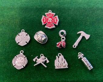 Firefighter Fire Department Shields Charms for Jewelry Making Charms