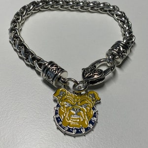ノースカロライナA&T大学 7.5インチ アンティークロープスタイルブレスレット HBCU カレッジ ブラックカレッジ ジュエリーメイキング エナメルチャーム (NCAT)
