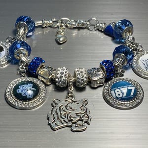 Jackson State University Tigers Adjustable Charm Bracelet HBCU Collegiate Black College Jewlery Making Glass Charms (JSU)