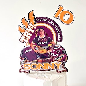 NRL Broncos Rugby League Custom 3D Cake Topper (Personalised)