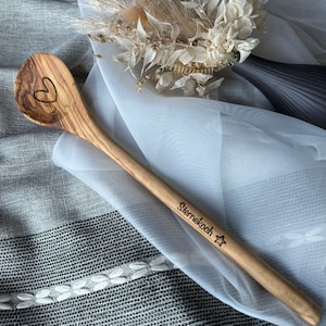 Personalisierter Kochlöffel aus Olivenholz, Gastgeschenke, Kochlöffel aus Holz mit Gravur,Olivenholz Kochlöffel