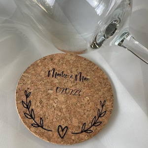 Korkuntersetzer mit Gravur personalisiert Untersetzer aus Korb Gastgeschenk Platzkarte