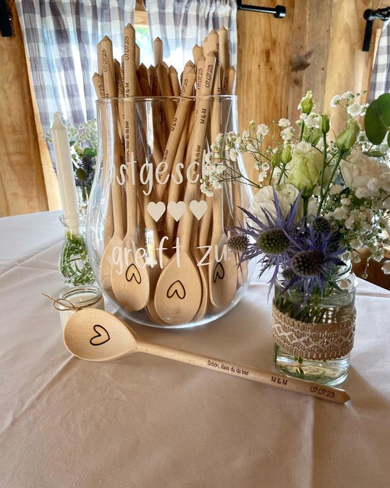Personalisierter Kochlöffel, Gastgeschenke, Kochlöffel aus Holz mit Gravur
