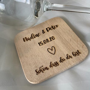 Glasuntersetzer Holz personalisiert mit Gravur Untersetzer Gastgeschenk Geschenkidee