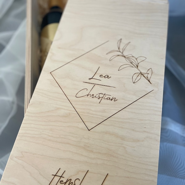 Personalisierte Weinkiste,Holzkiste mit Gravur,Hochzeitsgeschenk, Erinnerungsbox, Individuell gestaltbar