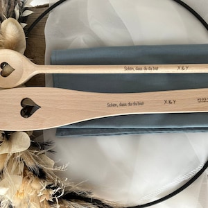 Personalisierter Kochlöffel oder Pfannenwender, Gastgeschenke, Kochlöffel aus Holz mit Gravur