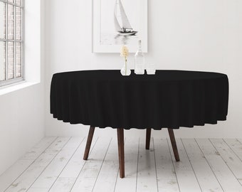 Runde Tischdecke 150cm Restly Schwarz Premium schmutzabweisende Farbe Für Hochzeiten Partys Geburtstage Veranstaltungen