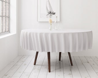 Runde Tischdecke 150cm Restly White Premium schmutzabweisende Farbe Für Hochzeiten Partys Geburtstage Veranstaltungen