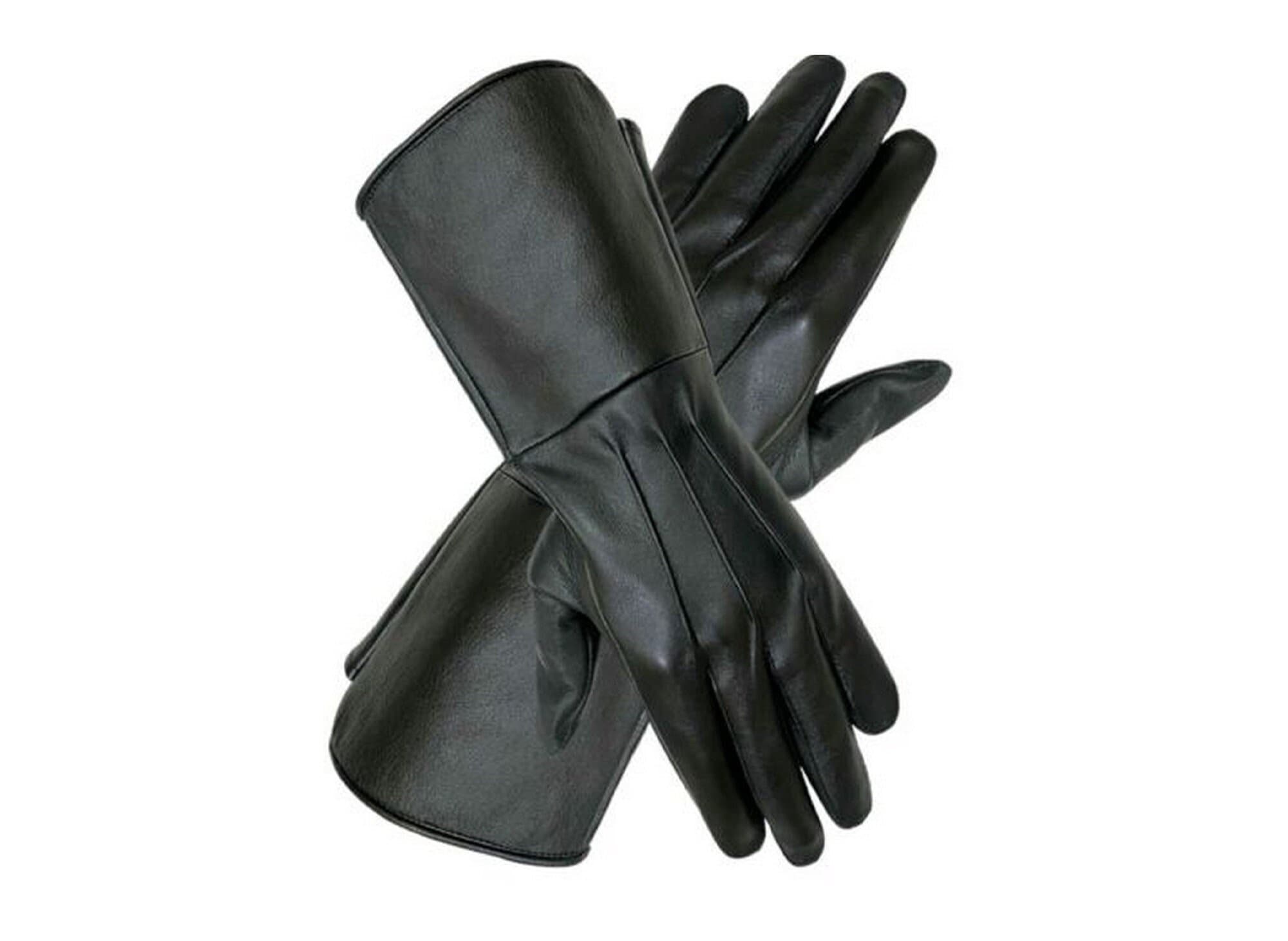 Leather Hema Gloves Medieval Larp Swordsman Padded Rapier Swordplay Black  Pair