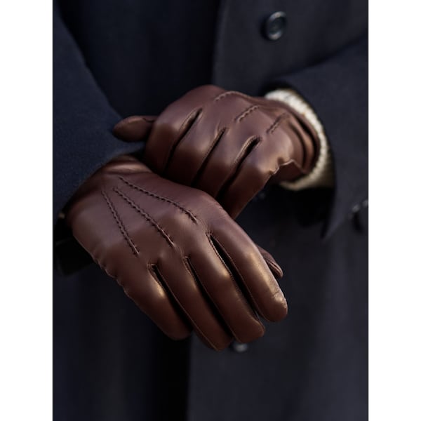 Cuir d'agneau fait main doublé de laine Cuir de mouton souple marron noir de haute qualité homme femme gants d'hiver chauds cadeau pour lui elle