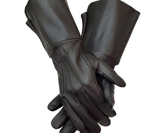 Long Leather Gloves Cuff Medieval Gloves Perfect Fit Premium Quality Soft Women Men Long Gauntlets Piper Drummer Band Cosplay Knight Templar