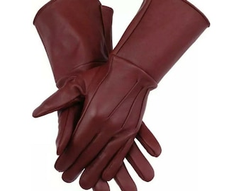 Gants longs en cuir de qualité supérieure Gants médiévaux longs Gantelets Manchette Doux Femmes Hommes Ajustement parfait Piper Batteur Band Cosplay Chevalier Templier