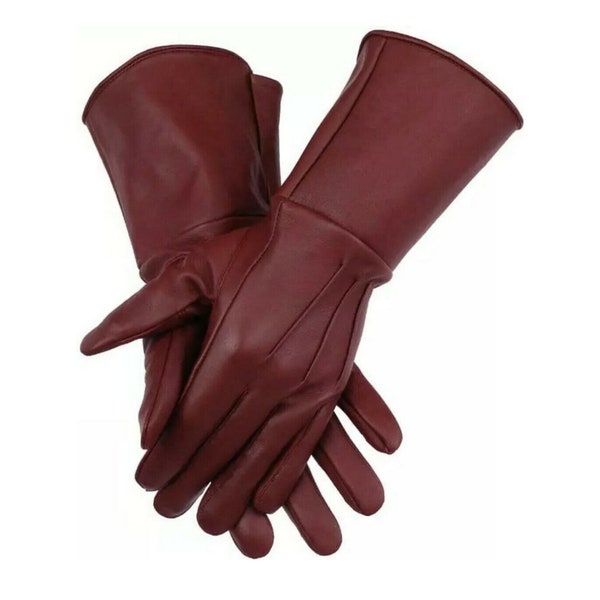 Premium Quality Long Leather Gloves Long Medieval Gloves Gauntlets Cuff Soft Women Men Perfect Fit Piper Drummer Band Cosplay Knight Templar