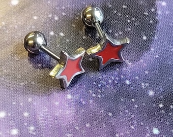 Red Star Earrings Silver | Soviet-inspired Earrings | Retro Revolution Earrings | Socialist Symbol Earrings