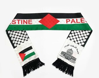 Palestine Scarf (Palestinian Flag Design with Al-Aqsa Mosque) - 1.35m